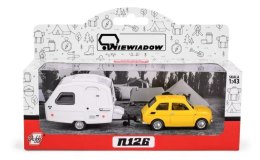 Kolekcja PRL - Zestaw Fiat 126p + przyczepa Niewiadów Kemping ŻÓŁTY
