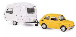 Kolekcja PRL - Zestaw Fiat 126p + przyczepa Niewiadów Kemping ŻÓŁTY