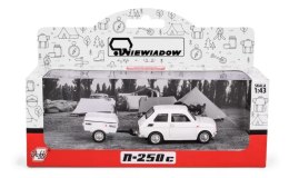Kolekcja PRL - Zestaw Fiat 126p + przyczepa Niewiadów Krótka BIAŁY