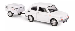 Kolekcja PRL - Zestaw Fiat 126p + przyczepa Niewiadów Krótka BIAŁY