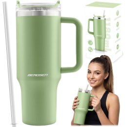 Termos próżniowy kubek ze słomką 1180 ml Berdsen zielony