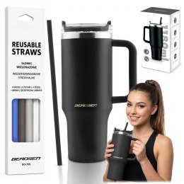 Termos próżniowy kubek z zestawem słomek 1180 ml Berdsen czarny