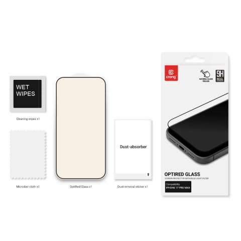 Crong OptiRed Glass - Szkło hartowane z filtrem światła niebieskiego iPhone 17 Pro Max