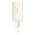 Ładowarka sieciowa Baseus GaN5, 2x USB-C + USB, 65W + kabel 1m (biała)