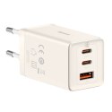Ładowarka sieciowa Baseus GaN5, 2x USB-C + USB, 65W + kabel 1m (biała)