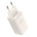 Ładowarka sieciowa Baseus GaN5, 2x USB-C + USB, 65W + kabel 1m (biała)