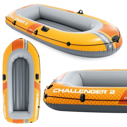 Ponton wędkarski Challenger 2os 200kg 236x114x41 cm pompka wiosła INTEX 66312
