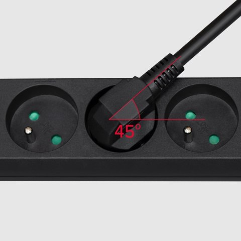 Przedłużacz 3 gniazda 2m typu francuskiego bez przełącznika (3x1,5mm) Rebel czarny