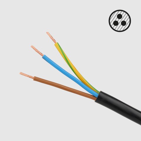 Przedłużacz 4 gniazda 3m typu francuskiego bez przełącznika (3x1,5mm) Rebel czarny
