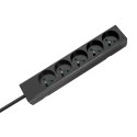 Przedłużacz 5 gniazd 2m typu francuskiego bez przełącznika (3x1,5mm) Rebel czarny