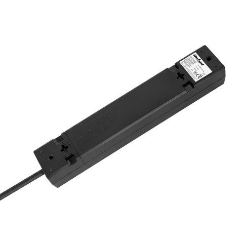 Przedłużacz 5 gniazd 2m typu francuskiego bez przełącznika (3x1,5mm) Rebel czarny