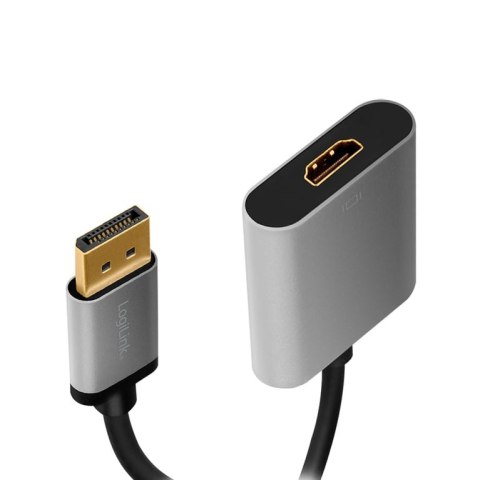 LogiLink CDA0108 adapter kablowy 0,15 m DisplayPort HDMI Czarny, Szary