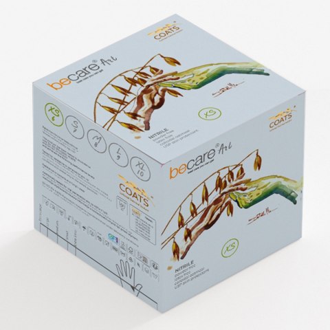 BECARE ART XS GOODPACK Rękawice zabiegowe nitrylowe z owsem, 200szt
