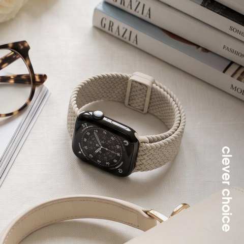 Crong Wave Band - Pleciony pasek do Apple Watch 38/40/41/42 mm (beżowy)