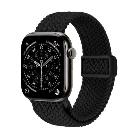 Crong Wave Band - Pleciony pasek do Apple Watch 44/45/46/49 mm (czarny)