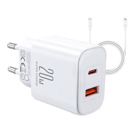 Ładowarka sieciowa Joyroom JR-TCF05, 20W + kabel C to L 1m (biała)