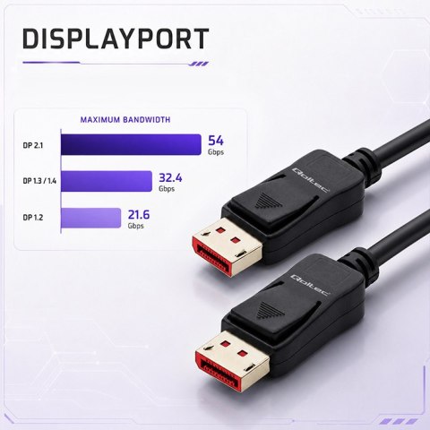 Qoltec Kabel DisplayPort v2.1 męski | DisplayPort v2.1 męski | 8K | 54G | 0.5m