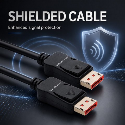 Qoltec Kabel DisplayPort v2.1 męski | DisplayPort v2.1 męski | 8K | 54G | 1.5m