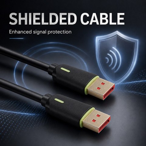 Qoltec Ultraszybki Kabel DisplayPort v2.1 | Full HD | 4K 8K | 80Gb/s | DP80 | UHBR20 | 0.5m