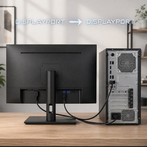 Qoltec Kabel DisplayPort v2.1 męski | DisplayPort v2.1 męski | 8K | 80G | 1.5m