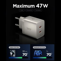 Spigen Essential EE472EU GaN - Ładowarka sieciowa 2x USB-C PD PPS 47W (Natural Titanium)