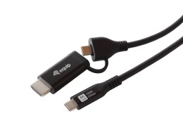 Equip 128436 adapter kablowy 2 m USB Type-C HDMI + USB Type-C Czarny