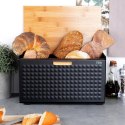 Chlebak Metalowy VILDE Czarny 35,5 x 22 x 20,5 cm z Pokrywą i Deską
