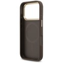 Guess Grained Strass Logo MagSafe - Etui iPhone 17 Pro (brązowy)