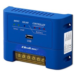Qoltec Solarny regulator ładowania MPPT 15A do zasilania odbiorników DC i ładowania akumulatorów 12V / 24V | AGM