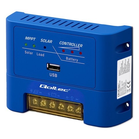 Qoltec Solarny regulator ładowania MPPT 15A do zasilania odbiorników DC i ładowania akumulatorów 12V / 24V | LiFePO4