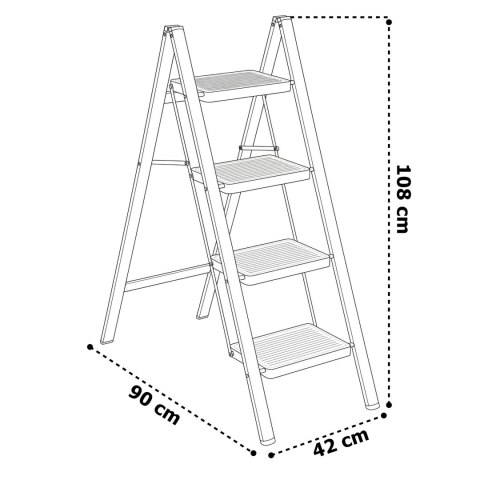 Drabinka 4-stopniowa metalowa EASYSTEP składana WHITE