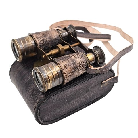 Lornetka Mosiężna Retro w Skórzanym Etui - BCL217