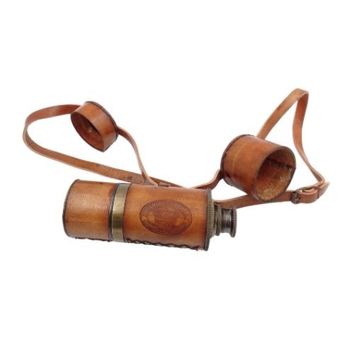 Luneta mosiężna retro skórzana z paskiem - Replika - NC1596