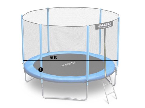 Słupek dolny do trampoliny z siatką zewnętrzną i wewnętrzną 6 ft niebieski Neo-Sport
