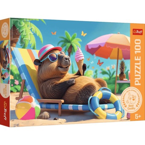 Trefl: Puzzle 100el. - Relaks w stylu kapibary