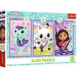 Trefl: Puzzle 3x50el. - Poznajcie Gabi i kotki
