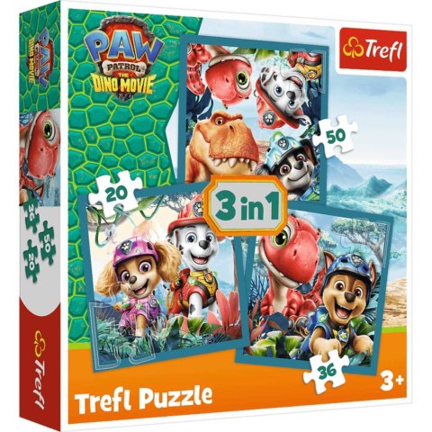 Trefl: Puzzle 3w1 - Paw Patrol i wyspa dinozaurów