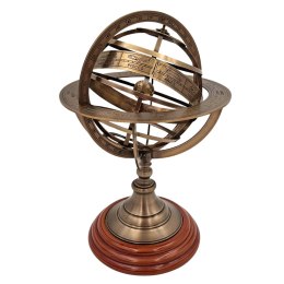 Astrolabium Sferyczne Mosiężne na Drewnianej Podstawie Duże 28 cm - NC1913