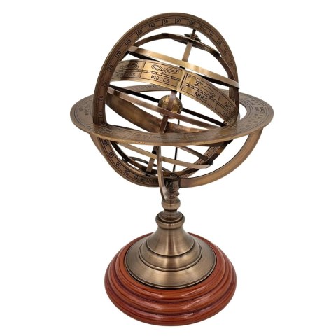 Astrolabium Sferyczne Mosiężne na Drewnianej Podstawie Duże 28 cm - NC1913