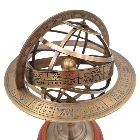 Astrolabium Sferyczne Mosiężne na Drewnianej Podstawie Duże 28 cm - NC1913
