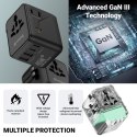 Crong One World Travel Adapter - Uniwersalny adapter podróżny GaN 45W UK/EU/US/AU (czarny)