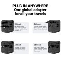 Crong One World Travel Adapter - Uniwersalny adapter podróżny GaN 45W UK/EU/US/AU (czarny)