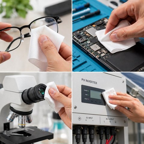 Qoltec Chusteczki bezpyłowe antystatyczne 280 szt. | światłowody | optyka | elektronika