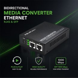 Qoltec Dwukierunkowy Media Konwerter SWITCH Ethernet 2x RJ45 2x SFP| 1000Mb/s | 5V