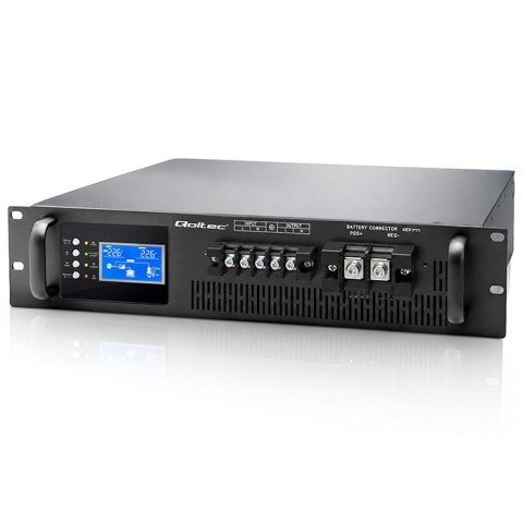 Qoltec Zasilacz awaryjny UPS Pure Sine Wave do RACK | 3kVA | 3000W | PF 1.0 | LCD | EPO | USB | On-line | Kompatybilność z LiFeP