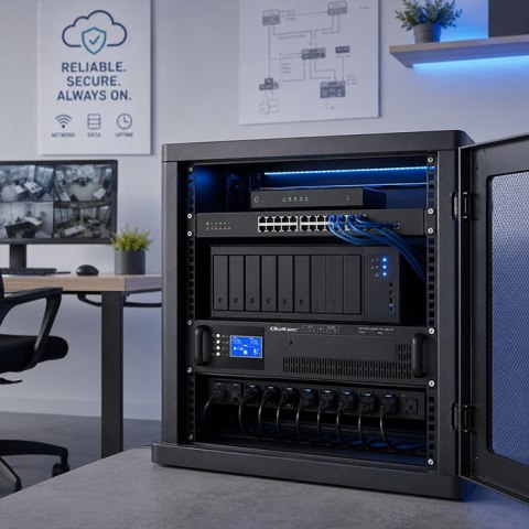 Qoltec Zasilacz awaryjny UPS Pure Sine Wave do RACK | 3kVA | 3000W | PF 1.0 | LCD | EPO | USB | On-line | Kompatybilność z LiFeP