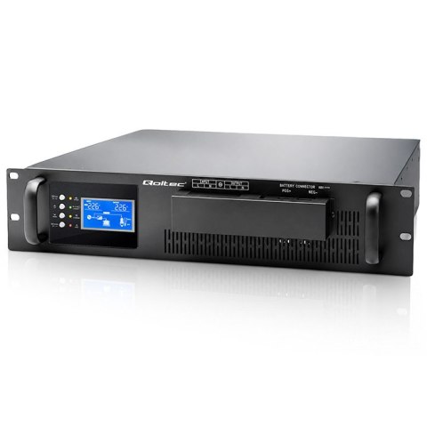 Qoltec Zasilacz awaryjny UPS Pure Sine Wave do RACK | 3kVA | 3000W | PF 1.0 | LCD | EPO | USB | On-line | Kompatybilność z LiFeP
