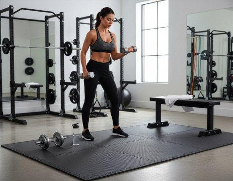 Mata ochronna fitness czarna 18 elementów