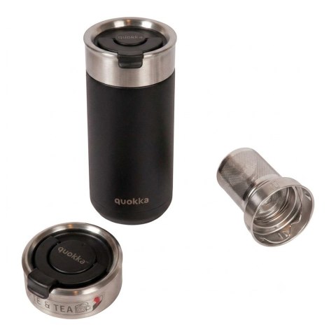Quokka Boost Coffee Tumbler - Kubek termiczny ze stali nierdzewnej z zaparzaczem 400 ml (Carbon Black)