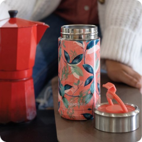 Quokka Boost Coffee Tumbler - Kubek termiczny ze stali nierdzewnej z zaparzaczem 400 ml (Exotic Pink)